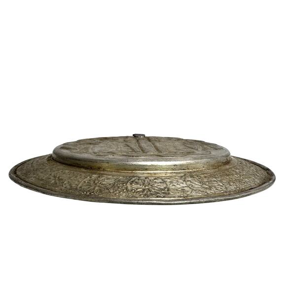 Persian Qajar Pewter Copper Inlay Mid Century Hand Crafted Etched Wall Art - Picture 7 of 7